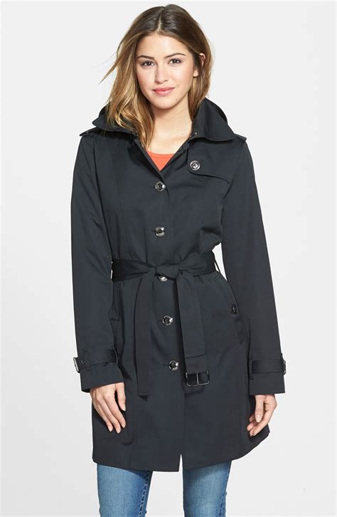 michael kors navy trench coat macys|Michael Kors single breasted coat.